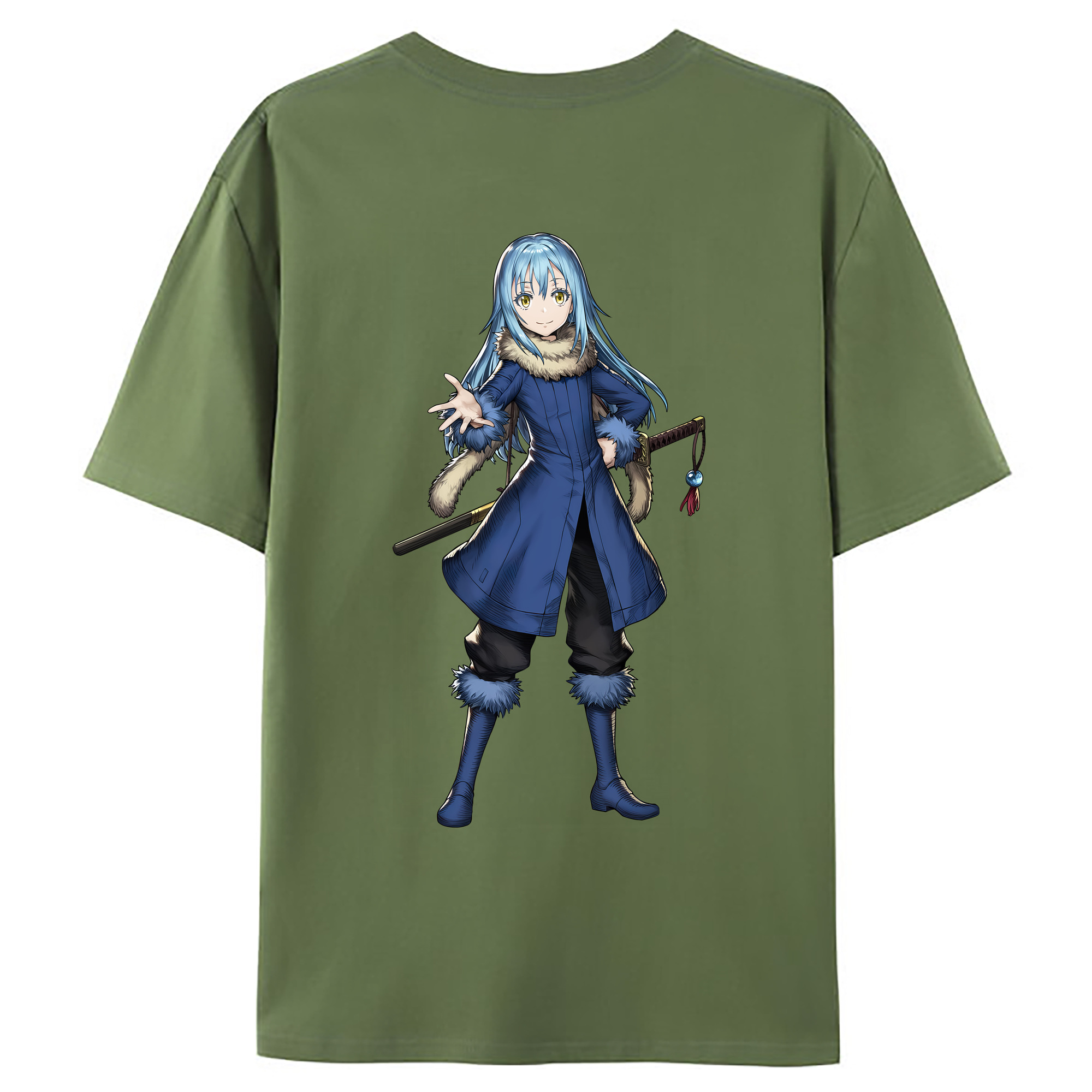 （画像用） 転スラ Regarding Reincarnated to Slime 綿100％ メンズ半袖Tシャツ（バックプリント） 通気性